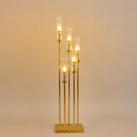 Candelabro Dorado con Diseño de Flor de Ciruelo para Pasillo, Decoración de Escenario, Decoración para Eventos, Decoración para Bodas