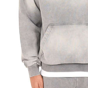 Sudadera con capucha y cremallera de alta calidad con efecto desgastado, estilo oversize, para hombre, otoño-invierno - Product Image 5