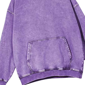เสื้อกันหนาวมีฮู้ดโอเวอร์ไซส์วินเทจซักสีม่วงผ้าฝ้ายหนาทรงหลวมแบบสวมหัวสำหรับผู้ชายและผู้หญิง - Product Image 2