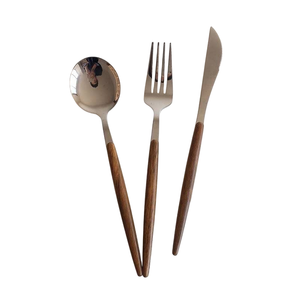 Creative Wood Stainless Steel Cutlery <b>Wooden</b> Handle Flatware <b>Set</b> Knife Fork Spoon Kitchen Utensil For Mirror Polished Cutlery - Product Image 6