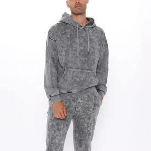 Survêtement 100% coton pour homme, streetwear, pantalon de survêtement évasé et sweat à capuche, survêtement pour homme 2026, logo personnalisé, sweat en molleton délavé à l'acide - Product Image 6