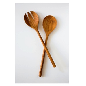 เครื่องครัวไม้ช้อนแกงไม้และตะหลิวด้ามยาวชุดเสิร์ฟสลัดทำจากไม้2ชิ้นเครื่องครัวไม่ซ้ำใคร - Product Image 3