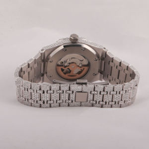 Montre de luxe personnalisée pour homme, entièrement sertie de diamants en moissanite, cadran classique avec date, diamètre du cadran 41 mm, bracelet 22 mm, cadeau - Product Image 3