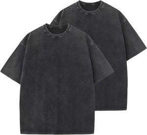 Streetwear T-shirt décontracté 100% coton solide motif avant Logo coupe ample tissu tricoté - Product Image 1