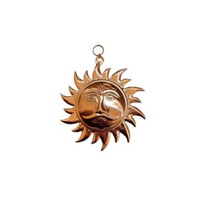Meilleur fournisseur Idole en laiton du visage de soleil Tenture murale Surya pour la positivité à la maison et au bureau Jaune - Product Image 6