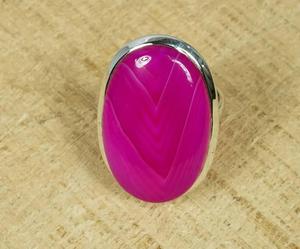 Agate rose du Botswana Bague en argent sterling 925 de forme ovale Bijoux faits à la main Cadeau de Noël - Product Image 1