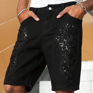 Fabricants de vêtements Shorts baggy en denim personnalisés et amples avec épissage lavé Shorts pour hommes - Product Image 4