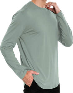 เสื้อยืดออกกำลังกายผู้ชายผ้าฝ้ายพรีเมี่ยมทรงหลวมมีสไตล์ปักอย่างหรูหราแขนยาว - Product Image 4