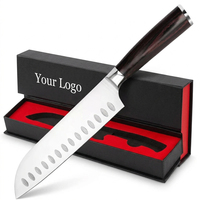 Couteau Santoku professionnel de 7 pouces, ultra-affûté, en acier inoxydable à haute teneur en carbone, couteau de chef japonais