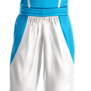 Custom Sublimated Basketball Jersey Shorts Set Blue White V-Neck Sleeveless Unisex Adult Breathable Mesh <b>Athletic</b> Wear - Product Image 4