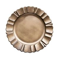 Assiette de présentation décorative, écologique, luxueuse et élégante, 13 pouces, en acier inoxydable doré, service de gros, vaisselle, sous-assiette