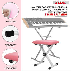 5 Core Keyboard <b>Bench</b> 2 Inch Padded Cushioned Piano Stool Height Adjustable 19" Guitar Seat Portable - Product Image 5