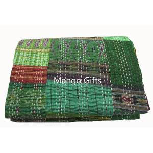 Handmade Indian <b>Kantha</b> Work Quilt Patchwork 100% Silk Bedspread Vintage Ralli <b>Throw</b> Wholesale Lot 3Pc for Home Use - Product Image 2