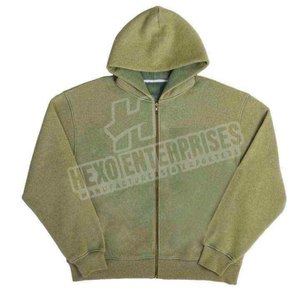 <b>White</b> High Quality 100% Cotton Custom Zip up Puff Print 3D Foam Fleece Blank Mens Hoodies Full Zip Oversized Zipped <b>Hoodie</b> - Product Image 3