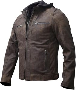 Chaqueta de moto de piel de cordero auténtica para hombre, de punto, transpirable, Vintage, frontal, negro, marrón, de talla grande, con cremallera OEM personalizada - Product Image 1