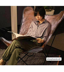 Elegant Black Folding Stand Lightweight Butterfly Style Leather Living Room <b>Chair</b> Foldable Leisure <b>Chair</b> Furniture - Product Image 3