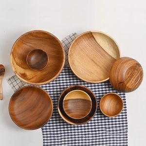 Juego de cuencos de madera de acacia biocompostable, cuencos de comida para comedor en casa, vajilla para servir alimentos zerowaste - Product Image 5