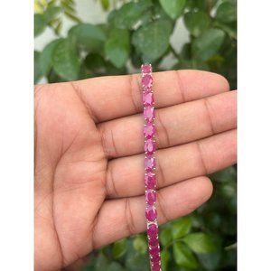 925 Silver Oval <b>Ruby</b> Tennis <b>Bracelet</b> Fashionable and Elegant Jewelry Accessory - Product Image 1