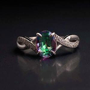 Bague Femme Topaze Mystique Naturelle Avec Argent Sterling 925 Fait à la Main Article Unique Cadeau Spécial Pour Occasion Et Festival À Venir. - Product Image 1