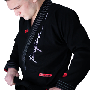 Kimono de Jiu Jitsu Brasileño Negro y Rojo, Premium, Ligero, Tejido Pearl Weave, Chaqueta y Pantalones Ripstop para Entrenamiento de Alto Nivel - Product Image 3