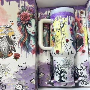 Marca personalizada regalo de Halloween 40oz brillante taza oscura vaso pesadilla Navidad Jack Sally teteras logotipo personalizado - Product Image 1