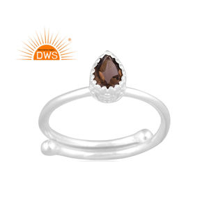 Meilleure vente, bague en argent sterling fin, Quartz fumé naturel, pierres précieuses empilables, fabricant de bijoux personnalisés - Product Image 1