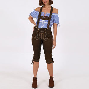 2025 nouveau Style Lederhosen pantalon en cuir bavarois Oktoberfest Type court extérieur bas quantité minimale de commande pantalon en cuir de chèvre pour les femmes - Product Image 3