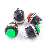 Interruptor de Botón Pulsador de Plástico de 16 mm R13-507 6A 125VAC 3A 250VAC Interruptor de Reinicio PB-02 1NC/1NO IP53 Color Rojo Verde Electrónico