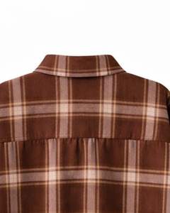 Women Oversized Plaid Button Up Shirt Brown Long <b>Sleeve</b> Casual Flannel Checkered Pocket Tunic <b>Top</b> Soft Autumn Winter Wholesale - Product Image 6