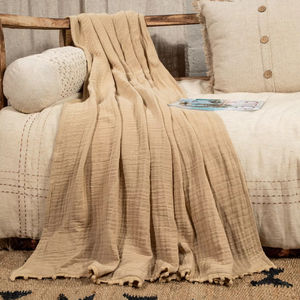 Eco-Friendly Classic Plain Cotton Gauze Multi-Layer Throw Blanket 100% Cotton Wholesale Cross-Border Manufacturers <b>for</b> Sofa Air - Product Image 1