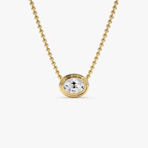 Encantador Collar Clásico con Diamantes Cultivados en Laboratorio en Forma Ovalada con Engaste de Bisel, 0.75 Ct E-F VS, Oro de 14K, Joyería Fina para Uso Diario, Regalo - Product Image 1