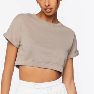 OEM logotipo personalizado verano 200 gsm algodón orgánico camiseta en blanco crop top mujeres ácido lavado vintage camiseta - Product Image 5
