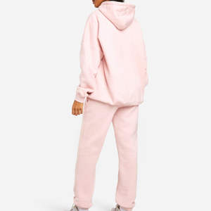 Chándal de mujer de Color de estilo algodón 100% de calidad superior, conjunto de chándal de dos piezas de gran tamaño liso para mujer - Product Image 3