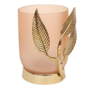 Vase de table moderne en verre et métal pêche avec un design élégant, parfait pour un produit de bureau de table élégant pour la décoration de la maison - Product Image 5