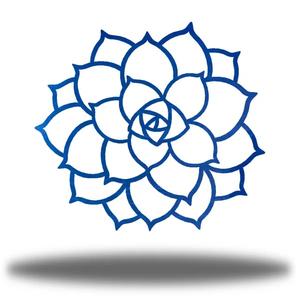 การออกแบบที่หรูหราล่าสุดที่ทันสมัยการออกแบบรูปทรงดอกไม้สีทองและสีน้ําเงินโลหะดอกไม้ผนังศิลปะสําหรับตกแต่งห้องนั่งเล่นในบ้านโรงแรมใช้ - Product Image 3