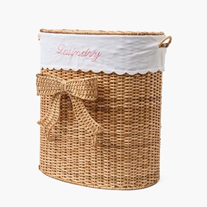 Cesta ovalada de ratán con lazo decorativo, cesta de almacenamiento hecha a mano, venta al por mayor, ecológica, hecha en Vietnam - Product Image 2