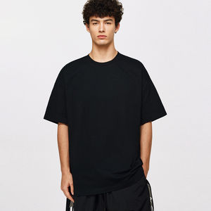 Camisetas de algodón 100% unisex, camisetas deportivas de gran tamaño personalizadas de color sólido para hombre, camisetas de manga corta ajustadas con cuello en blanco, lona lisa - Product Image 1