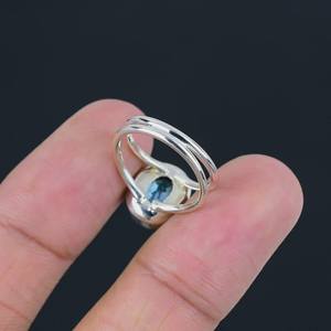 Sky Blue Topaz Ring Oval Sterling Silver Band November Birthstone Jewelry Elegant Handmade Gift For Women - Product Image 2