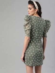 Robe indienne en coton bloc à la main pour femmes vêtements d'été courts élégants pour les fêtes de club et la lune de miel en solde-ODM Supply - Product Image 3