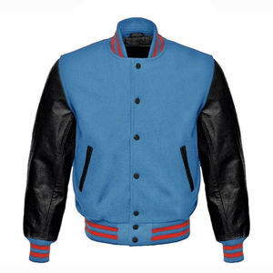 Chaqueta universitaria de béisbol de lana personalizada al por mayor para hombre, talla grande, estilo urbano, con patrón de letras, de cuero genuino, para invierno - Product Image 5