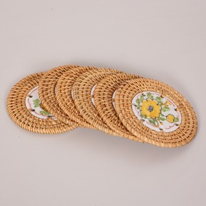 Tea Cup Coasters for Wedding Decoration Rattan coaster <b>Set</b> With Holder Luxury Dining <b>Placemats</b> - Product Image 3