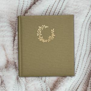 LABON grande Album di foto in lino verde oliva lamina d'oro con copertina rigida Memory Book personalizzato ricordo Scrapbook taccuino - Product Image 1