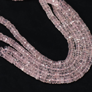 Faceted Rose Quartz <b>Heishi</b> <b>Beads</b>: AAA Gemstone Jewelry Craft (5-7mm) - Product Image 3