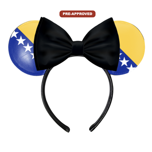 Diadema Personalizada Hecha a Medida con Diseño de Orejas de Ratón y Bandera de Bosnia y Herzegovina - Product Image 1
