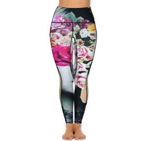 Custom women floroal <b>leggings</b> with logo stretch fabric OEM fitness <b>leggings</b> for gymwear activewear and promotional events - Product Image 4