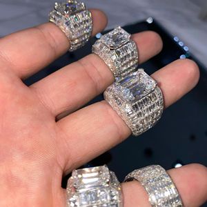 Anillo de Moissanita para Hombre, Estilo Hip Hop, Personalizado, Plata 925, con Incrustaciones de Diamantes VVS, Engaste de Puntas, Baño de Rodio, 15g - Product Image 1