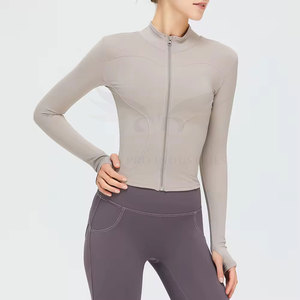 Chaqueta ligera transpirable de secado rápido para correr en el gimnasio para hombres y mujeres Chaqueta deportiva con cremallera completa para la temporada de otoño - Product Image 1