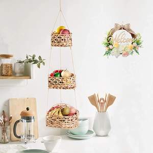 Cestas de Almacenamiento de Frutas de Jacinto de Agua, Cesta Colgante Natural para la Organización de la Cocina - Product Image 4