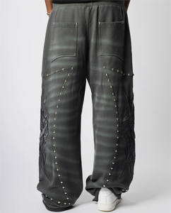 กางเกงวอร์มผู้ชายผ้าเทอร์รี่คอตตอนคุณภาพสูง ระบายอากาศได้ดี ทรงหลวม สไตล์ลำลอง สำหรับฤดูใบไม้ร่วง พร้อมปักโลโก้ ขายดี กางเกงกีฬา - Product Image 4