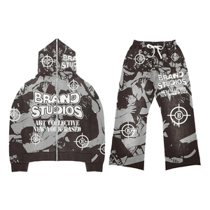 Ensemble sweat-shirt et pantalon de survêtement unisexe en coton 100 % camouflage Realtree, fermeture éclair, style streetwear numérique Real Tree pour l'hiver – Collection 2025 en gros - Product Image 1